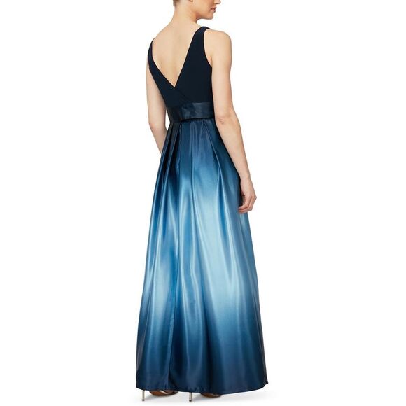 SLNY Womens Blue Ombre Satin Special Occasion Evening Dress Gown Petites NWT - Picture 3 of 3